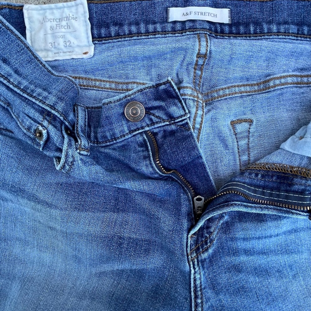 Abercrombie & Fitch Mens Bootcut Jeans Medium Wash A&F Stretch 31x32 Blue - Picture 2 of 7